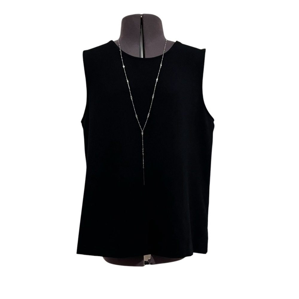 J. Crew Black Jeweled Button Back Sleeveless Ponte Tank Top Size M - Picture 11 of 15